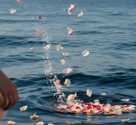 Image cérémonie de cendres en mer