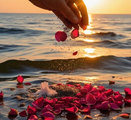 Image cérémonie de cendres en mer