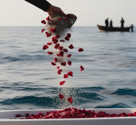 Image cérémonie de cendres en mer